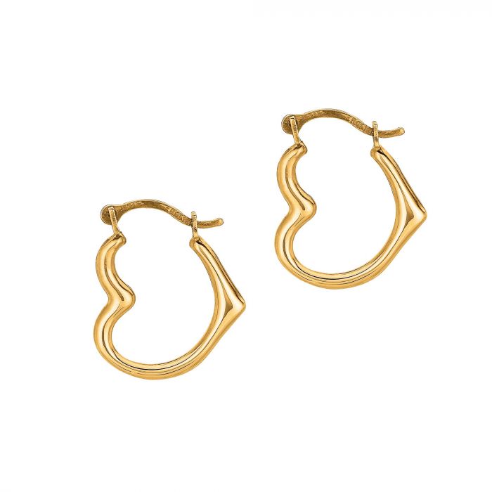 10K Heart Hoop Earrings