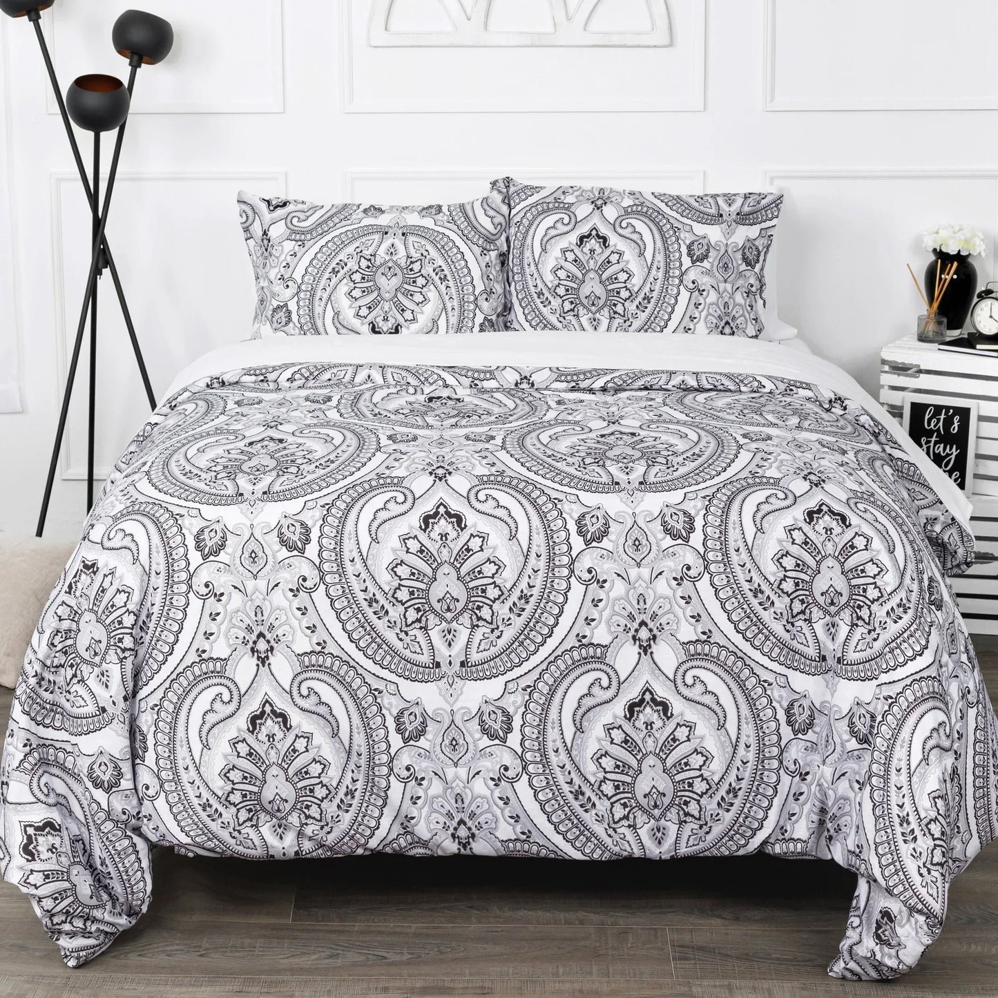 Imperial Paisly Comforter Set, Black