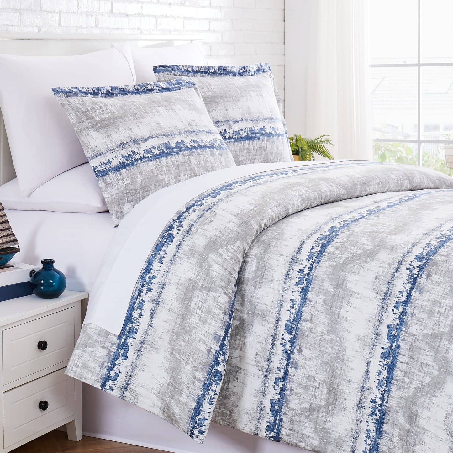 Horizon Abstract Duvet Cover Set, Blue