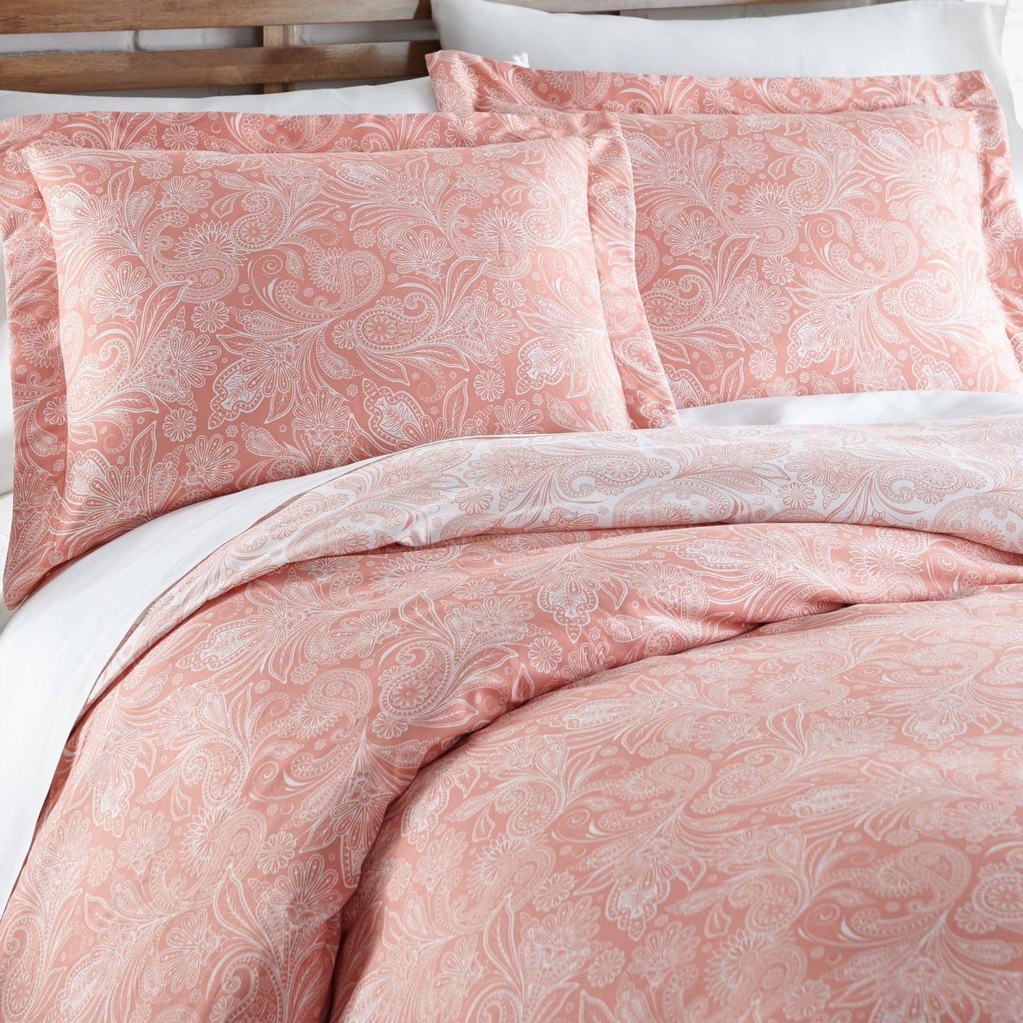 Madeline Print Duvet Slip Cover Set, Coral