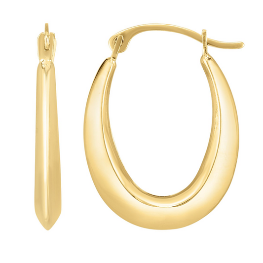 10K Gold Oval Light Weight Hoop