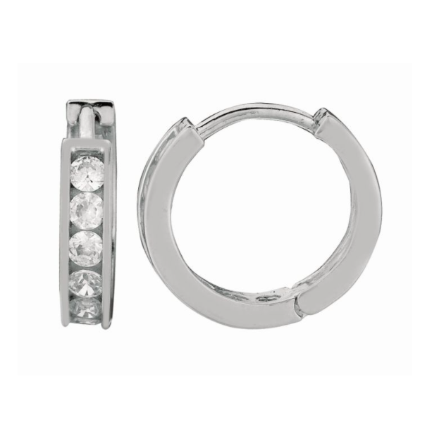 Channel Set CZ Hoop Earrings, 10mm