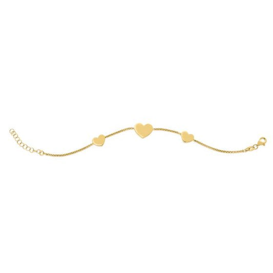 14K Plated Hearts Station Bracelet