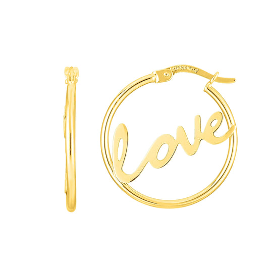 14K Gold Love Hoop