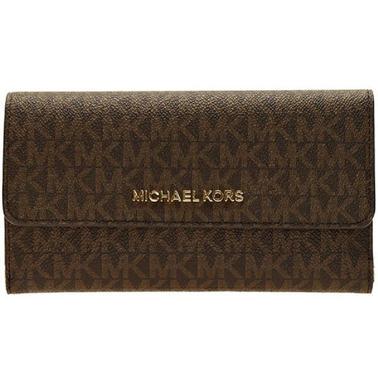 Michael Kors Jet Set Large Trifold Wallet, Signature Brown